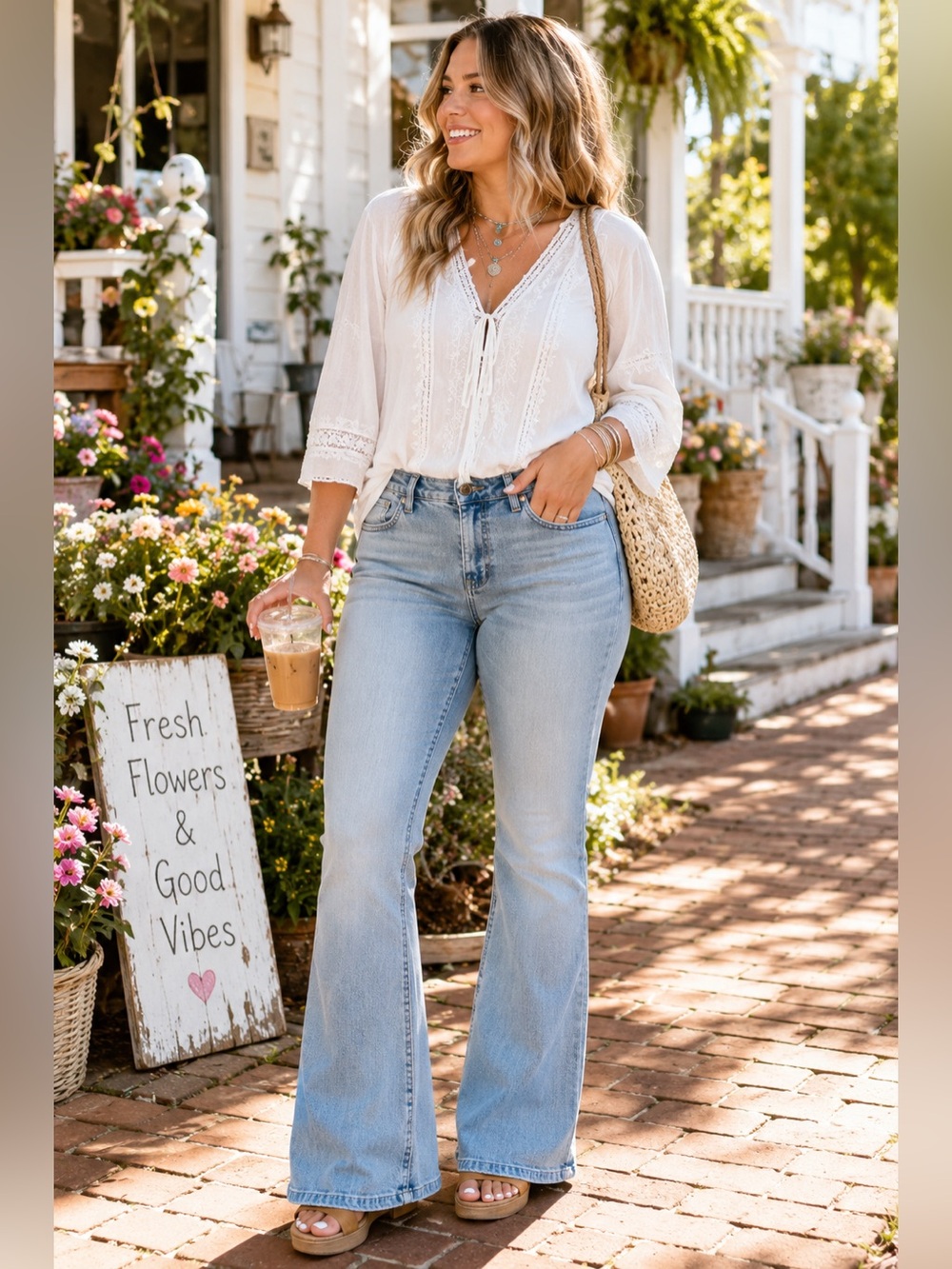 We The Free Light Wash Flare Jeans